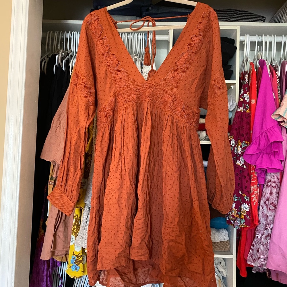 Free People Orange Mini Dress
